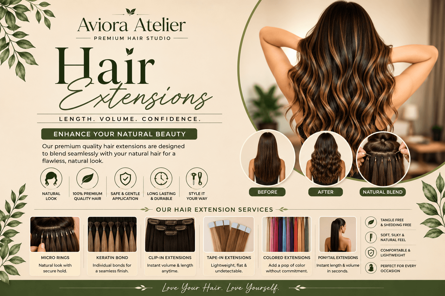 Luxury hair extensions at Aviora Atelier